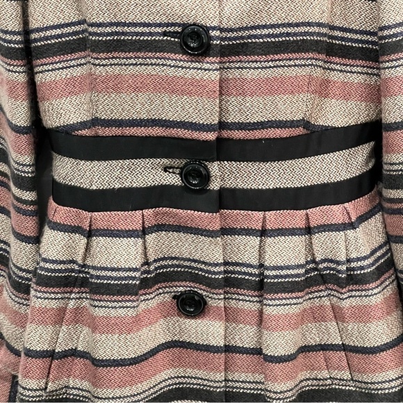 Anthropologie Elevenses Pattern Maker Striped Peacoat Shoulder Bows Size 6 - Picture 7 of 9